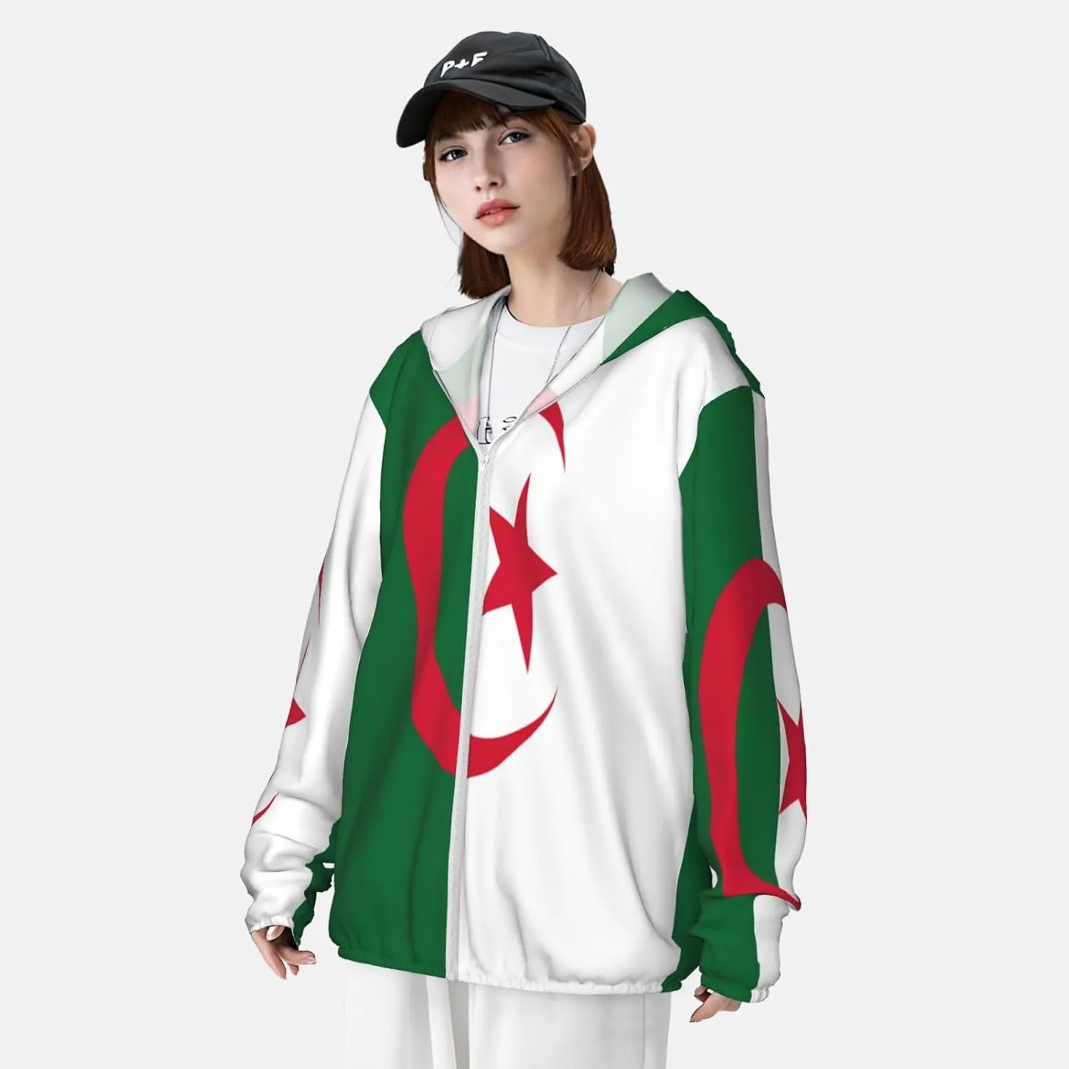 silt slice arrange horseshoe manganese Hoodie Zip Long Sleeve Lightweight Sun Shirt Jacket Flag of Kazakhstan Sun Protection 