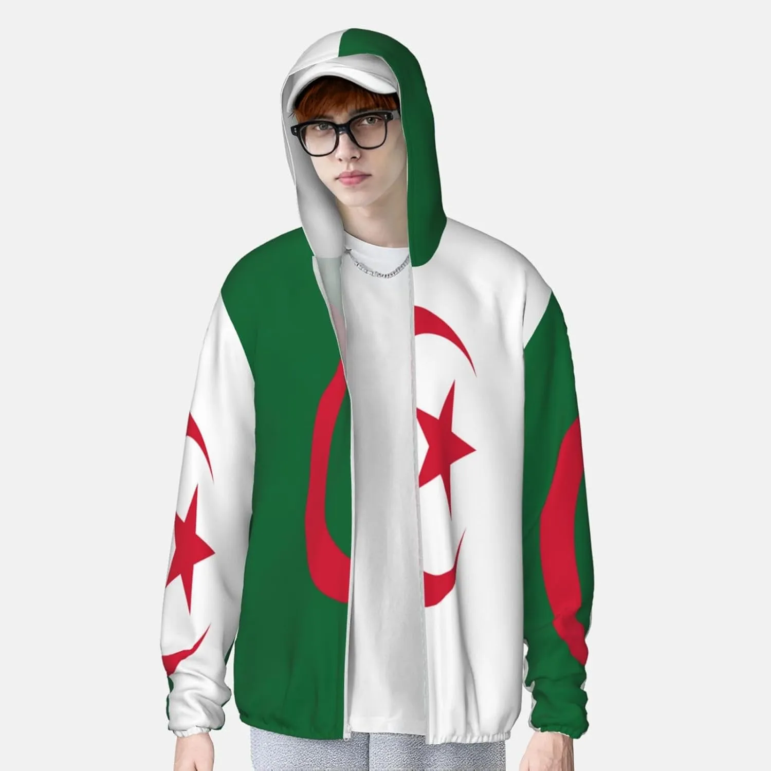 silt slice arrange horseshoe manganese Hoodie Zip Long Sleeve Lightweight Sun Shirt Jacket Flag of Kazakhstan Sun Protection 