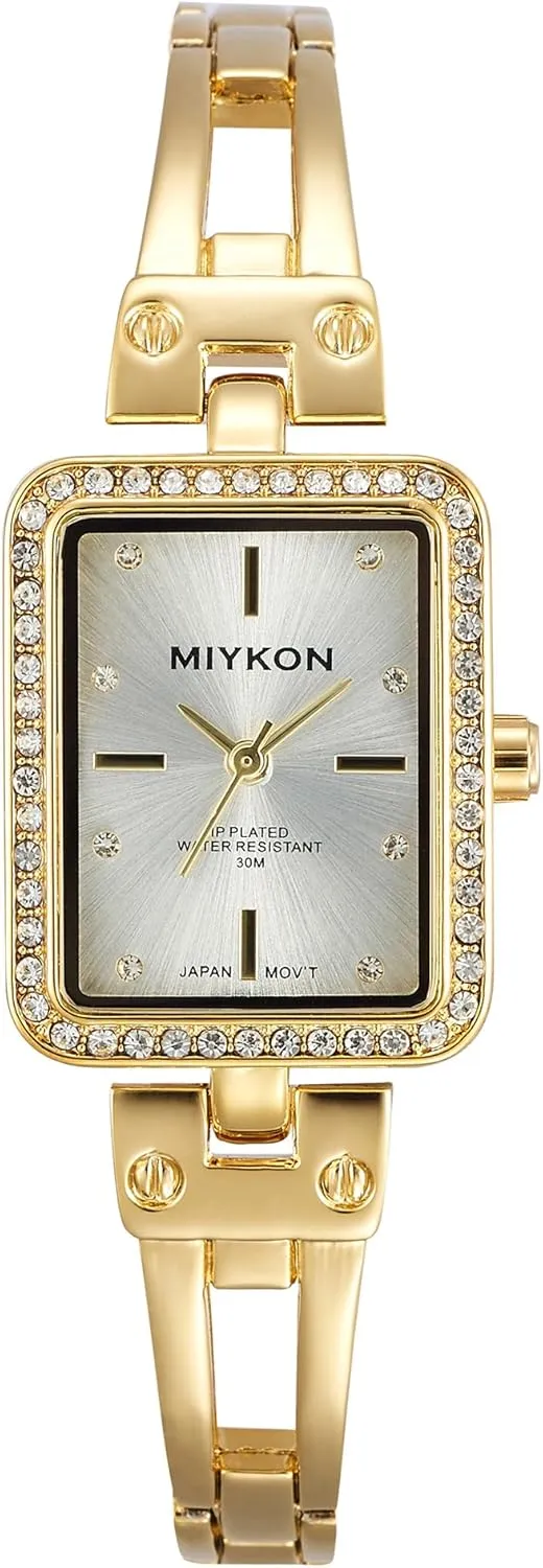 Silver and Gold query occupation split Watches for Women | Small Square Dainty Womens Watch with Genuine Crystals | Ion Polished Women's Jewelry Bracelet, Scratch Resist Glass, Japanese Quartz, 100ft Water Resistant Miykon 