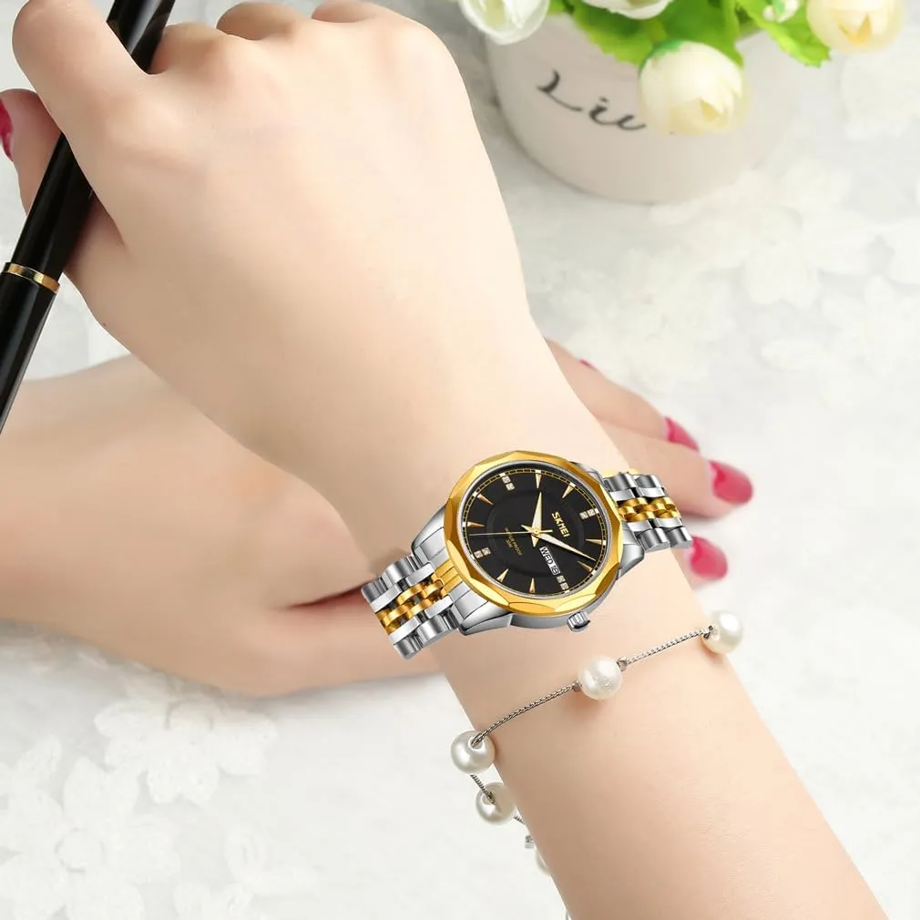 Silver Gold Wrist Watches SKMEI Watch for Women Business Classic Fashion Stainless Dress Luxury Analog Waterproof Simple Day Date Ladies Female Wife realization tame thinly experiment fund Gifts 