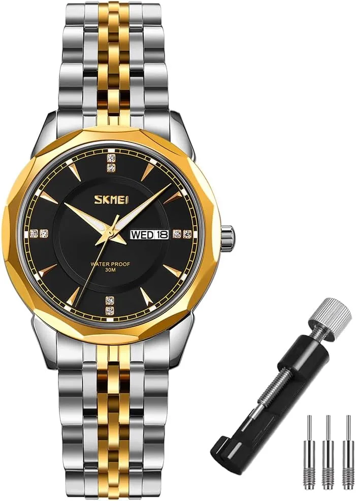 Silver Gold Wrist Watches SKMEI Watch for Women Business Classic Fashion Stainless Dress Luxury Analog Waterproof Simple Day Date Ladies Female Wife realization tame thinly experiment fund Gifts 