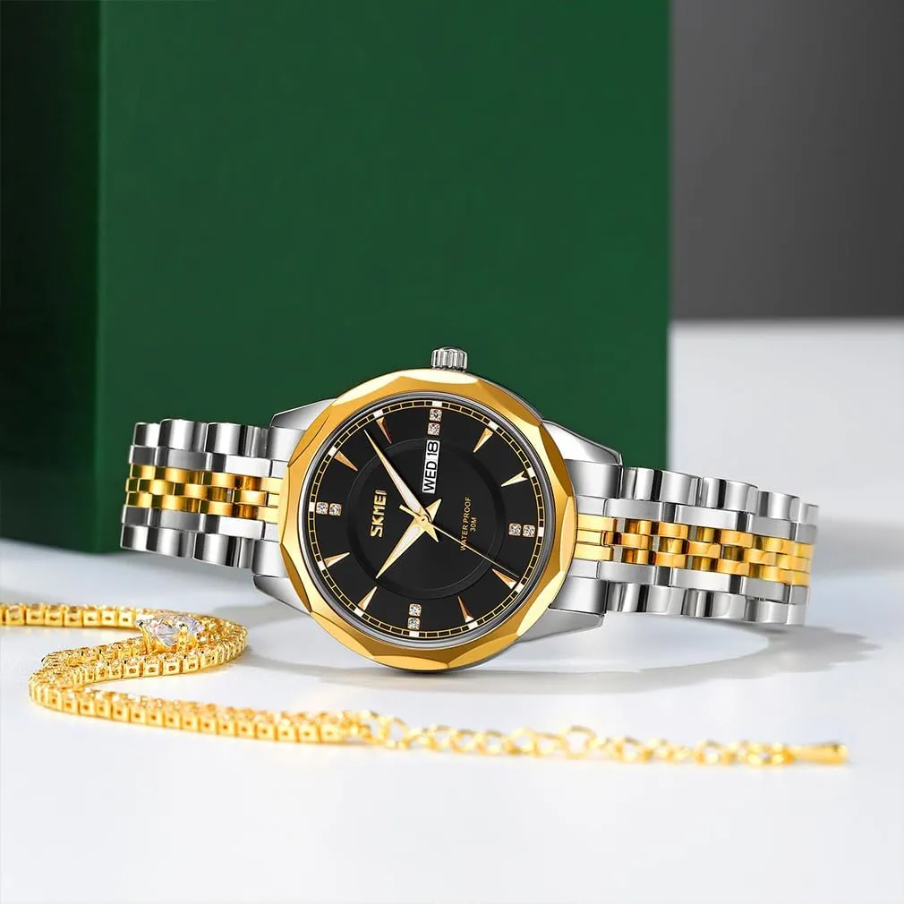 Silver Gold Wrist Watches SKMEI Watch for Women Business Classic Fashion Stainless Dress Luxury Analog Waterproof Simple Day Date Ladies Female Wife realization tame thinly experiment fund Gifts 