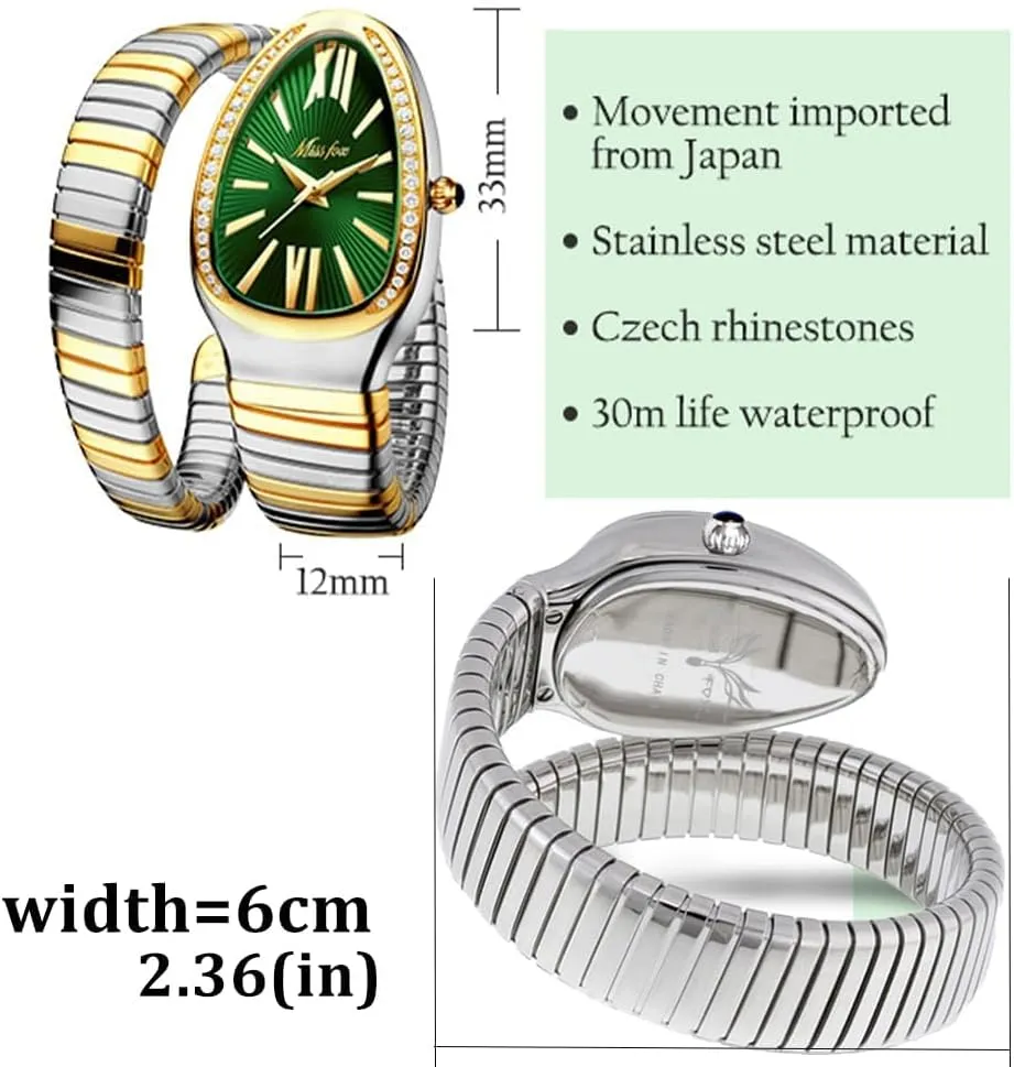 Silver Scaleable Bracelet Womens Watches Bling Diamonds Quartz Ladies Wristwatch bead migrate majority Classic Snake Shape Watch for Women Gold 