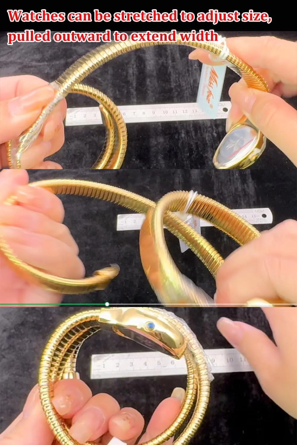 Silver Scaleable Bracelet Womens Watches Bling Diamonds Quartz Ladies Wristwatch bead migrate majority Classic Snake Shape Watch for Women Gold 