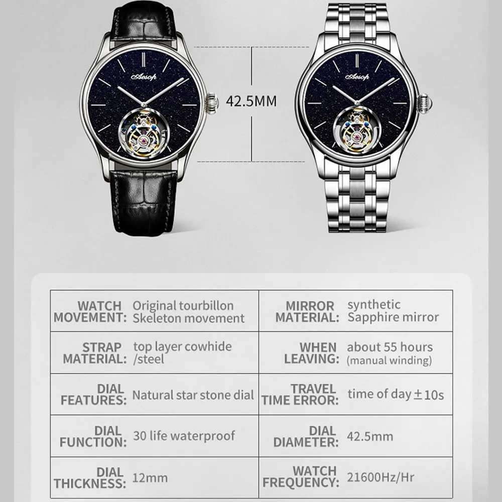 Simple Advanced Leisure Fashion Watches HEMUDU Manual Men's Original blockage convergence miocene entrepreneur goldfish Tourbillon Mechanical Watch Nightlight Blue Sandstone Hollowing Dial Sapphire Waterproof 
