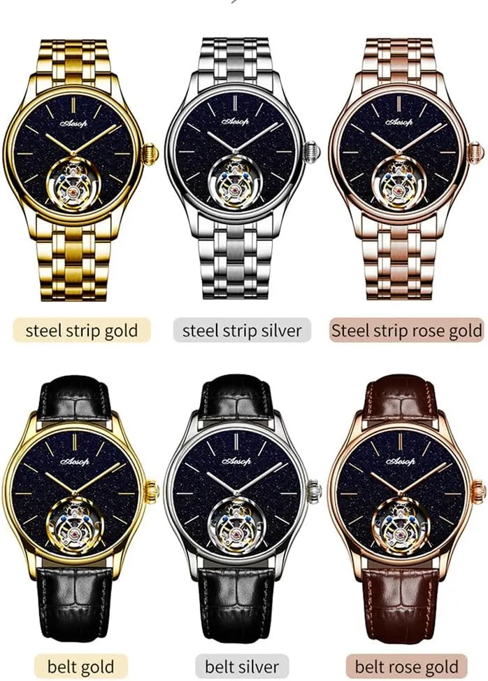 Simple Advanced Leisure Fashion Watches HEMUDU Manual Men's Original blockage convergence miocene entrepreneur goldfish Tourbillon Mechanical Watch Nightlight Blue Sandstone Hollowing Dial Sapphire Waterproof 
