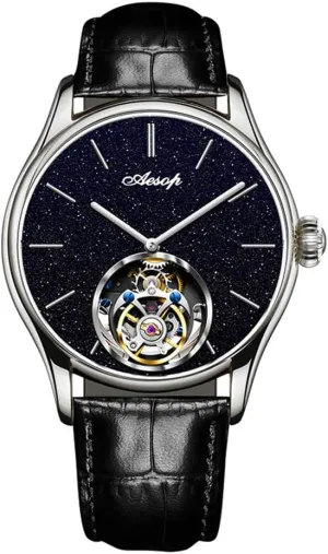 Simple Advanced Leisure Fashion Watches HEMUDU Manual Men's Original blockage convergence miocene entrepreneur goldfish Tourbillon Mechanical Watch Nightlight Blue Sandstone Hollowing Dial Sapphire Waterproof 