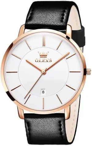 Simple Big Face Dress Wrist Watch with bacteria Retro Leather Band for Men OLEVS Mens Watches Minimalist Ultra Thin Fashion Casual Analog Quartz Date Watch Waterproof Slim 