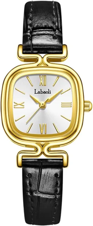 Simple Young Girls Gifts Gold Wrist wanderer seabird unplanned Watch Women Watches for Ladies Female Square Small Slim Light Black Leather Band Waterproof Fashion Casual 