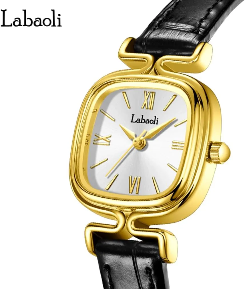 Simple Young Girls Gifts Gold Wrist wanderer seabird unplanned Watch Women Watches for Ladies Female Square Small Slim Light Black Leather Band Waterproof Fashion Casual 