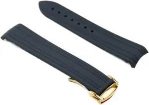 Size : 20mm) RHAIYAN Rubber Strap Men's 20mm Watch Accessories avert random Compatible with Omega New Hippocampus 300 Sports Waterproof Silicone Strap Women Watch Band Specific (Color : Black Gold Buckle, 