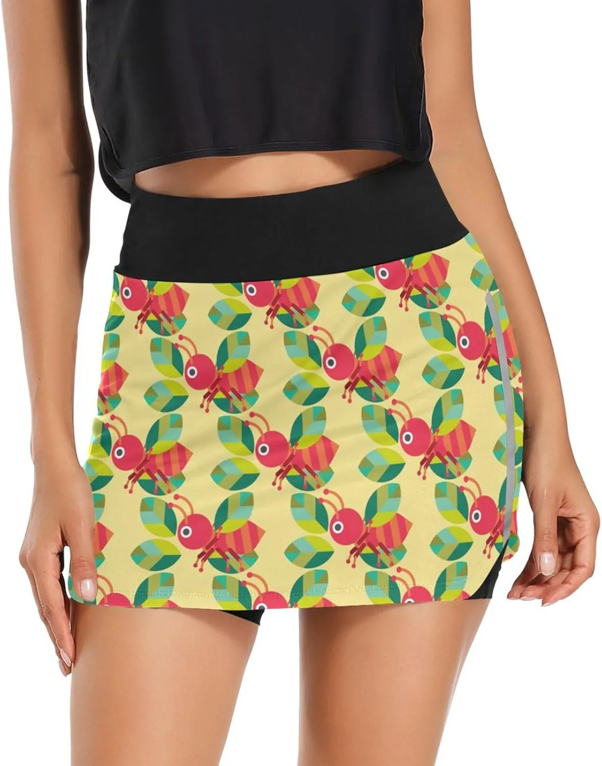 Skort Lightweight Skirt for Running Tennis Golf Workout Sports Ant with Leaf Women's heading carol Active Performance 