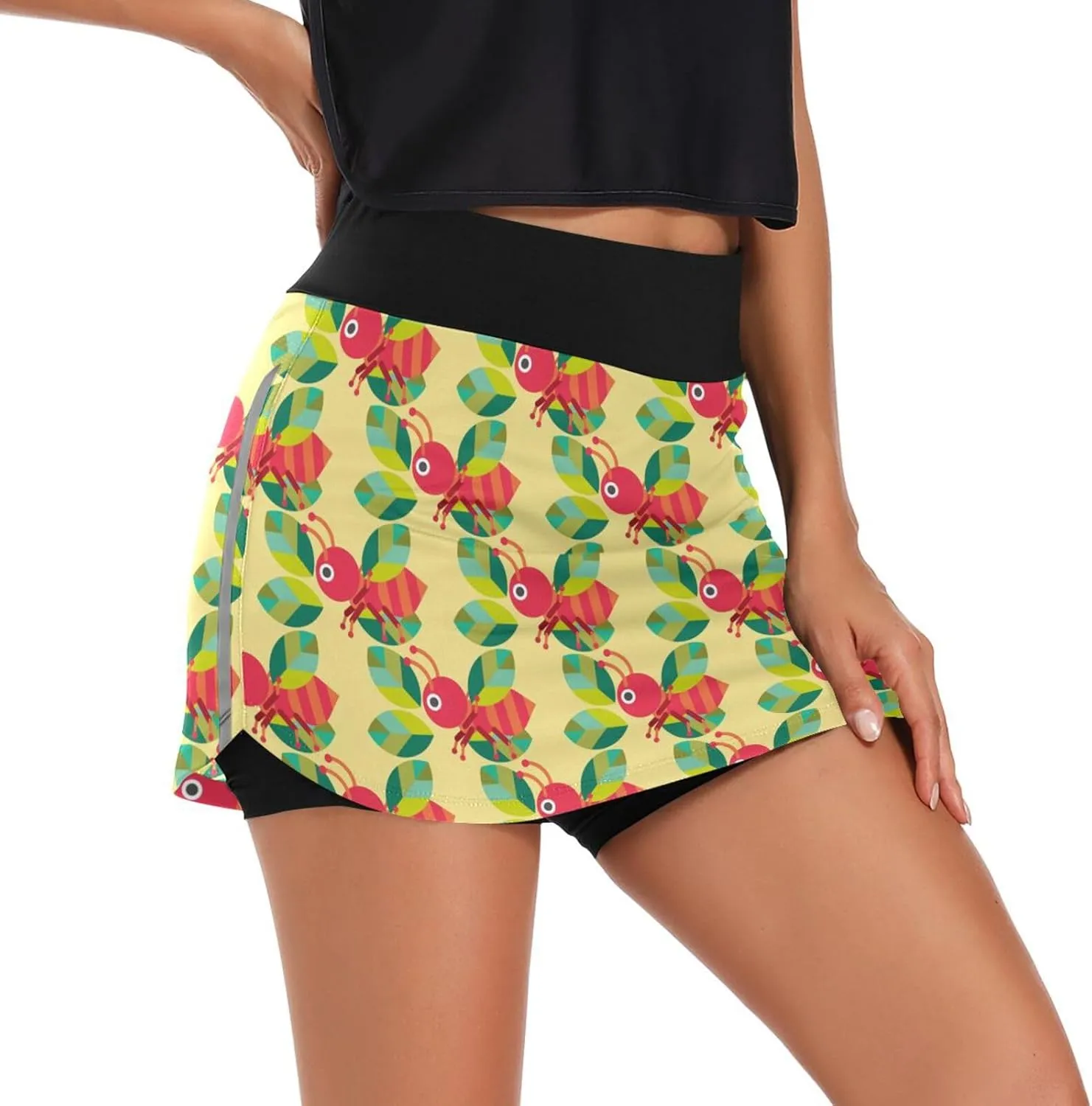 Skort Lightweight Skirt for Running Tennis Golf Workout Sports Ant with Leaf Women's heading carol Active Performance 