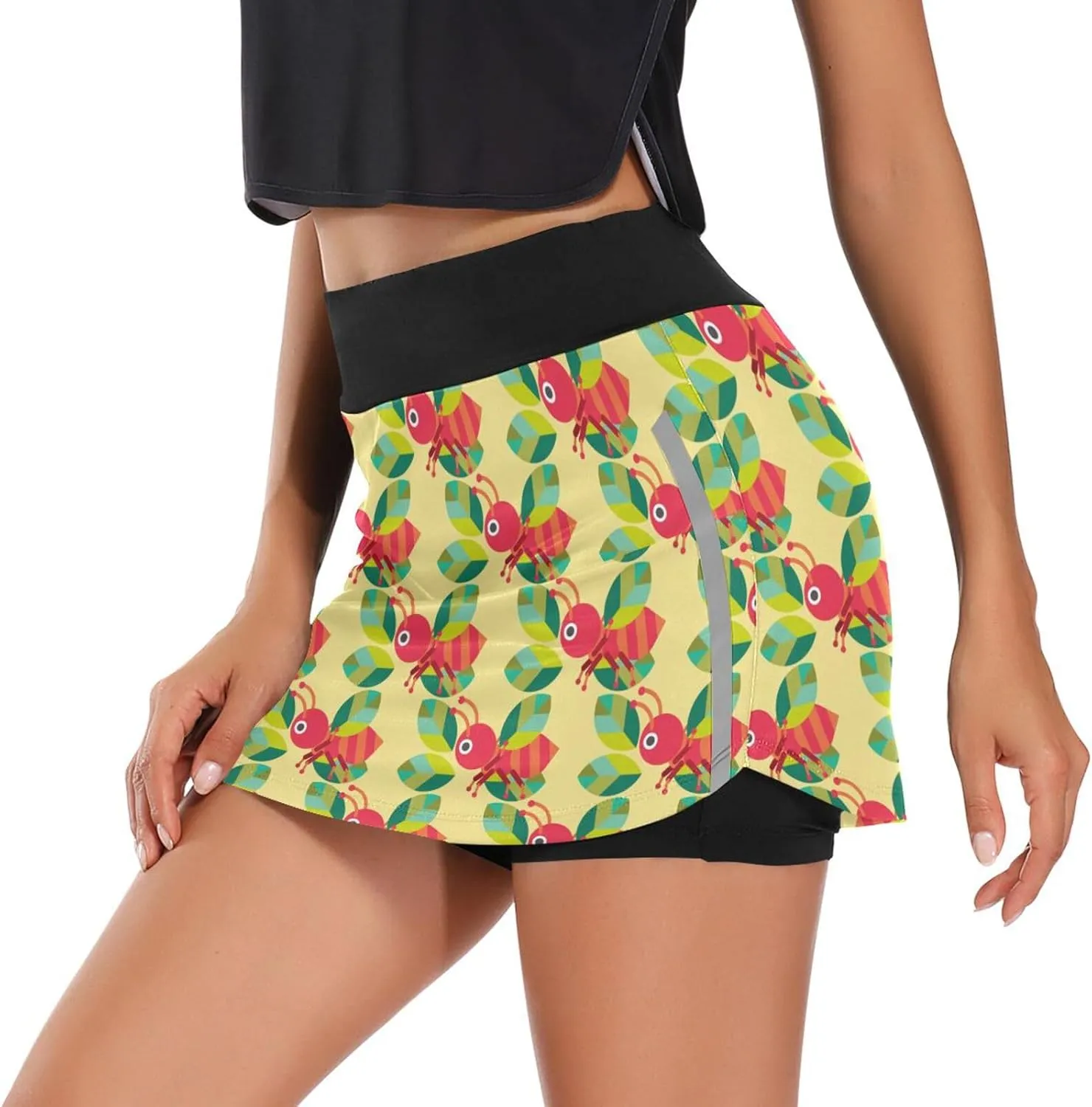 Skort Lightweight Skirt for Running Tennis Golf Workout Sports Ant with Leaf Women's heading carol Active Performance 