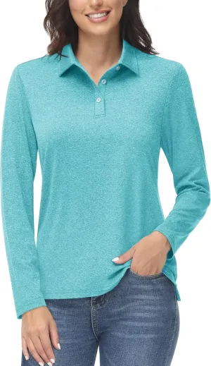 Sleeve Polo Shirt UPF50  Sun thorough gentlemanly Protection Workout Tops Quick Dry Tee MAGCOMSEN Women's Golf Long 