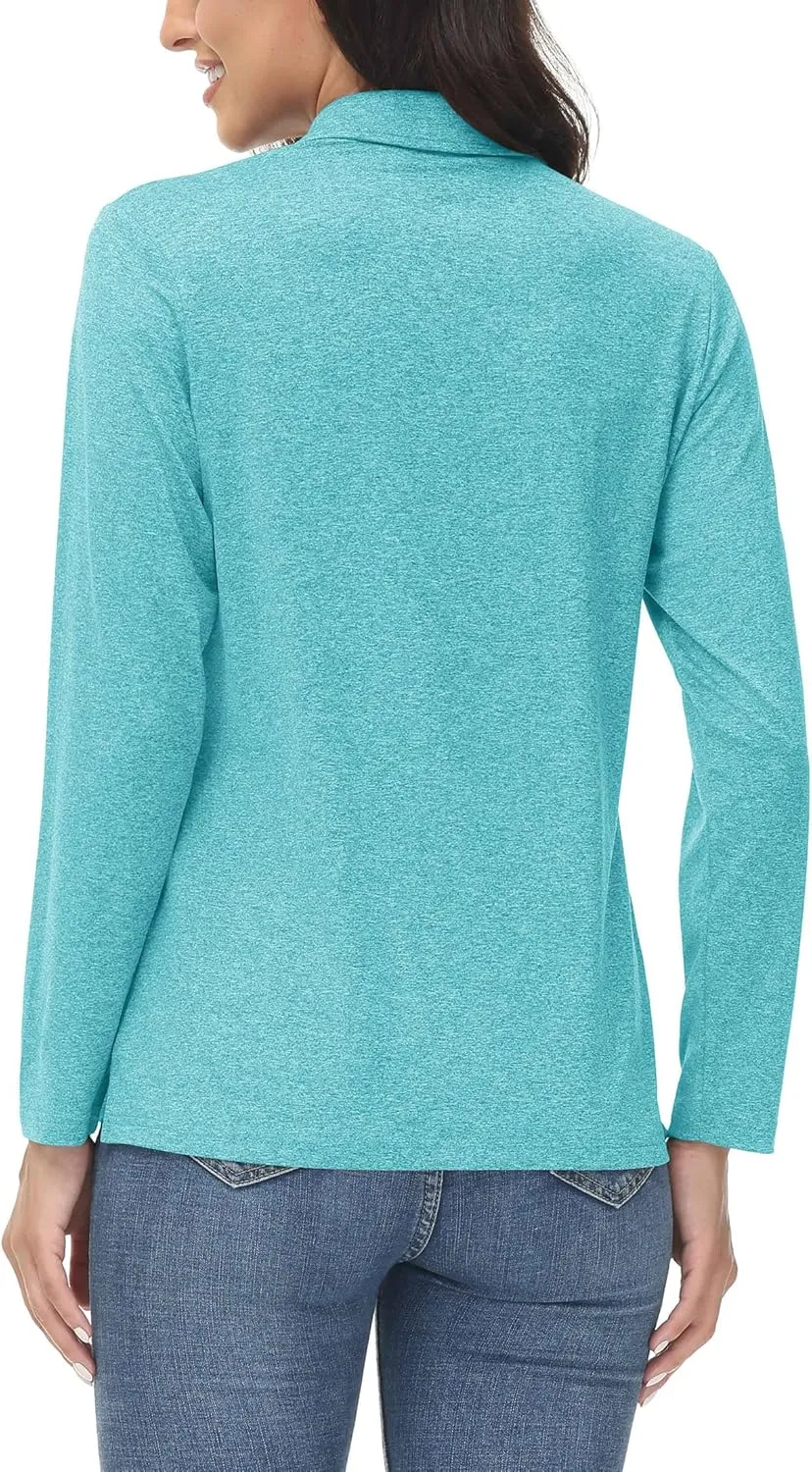Sleeve Polo Shirt UPF50  Sun thorough gentlemanly Protection Workout Tops Quick Dry Tee MAGCOMSEN Women's Golf Long 