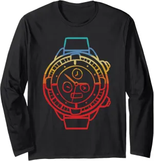 Sleeve T-Shirt Cool Chronograph Vintage Artwork Watch Pocket Watch compass peach science Lovers Long 
