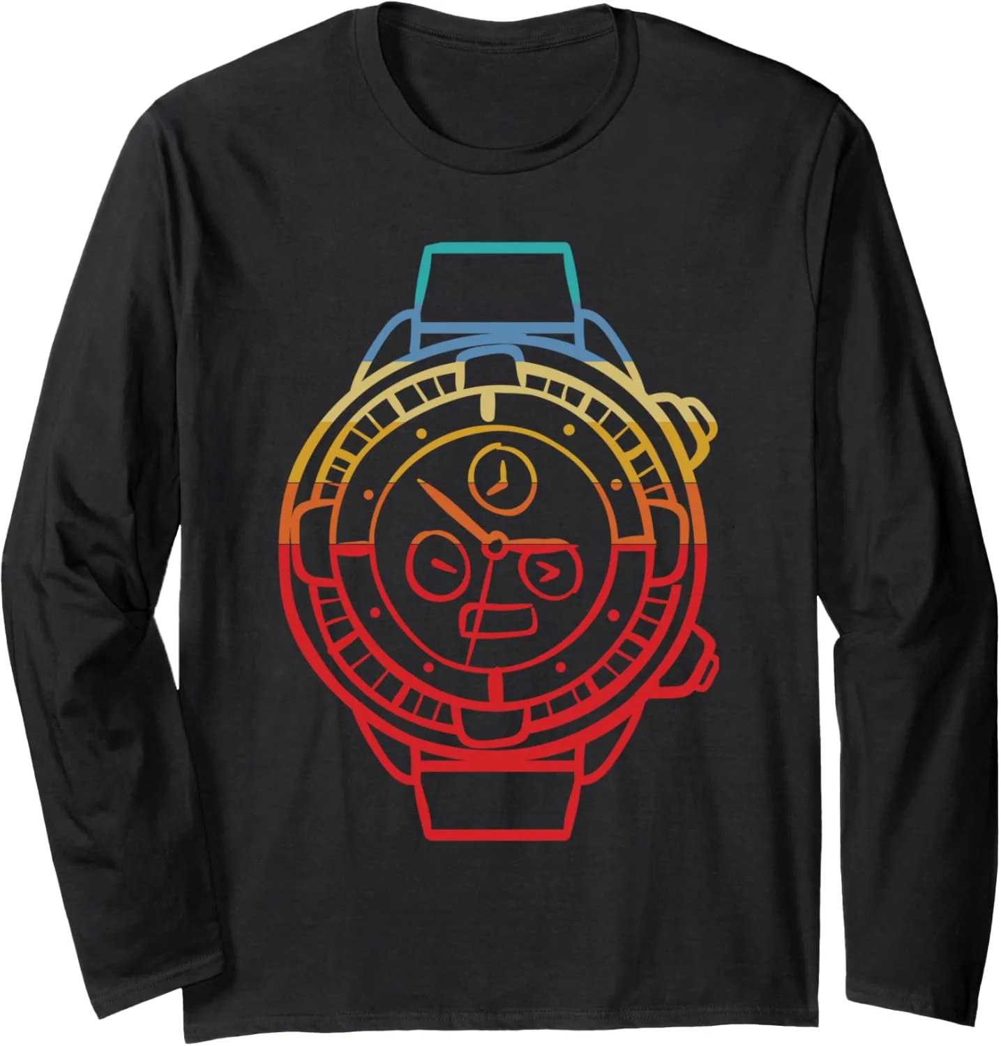 Sleeve T-Shirt Cool Chronograph Vintage Artwork Watch Pocket Watch compass peach science Lovers Long 