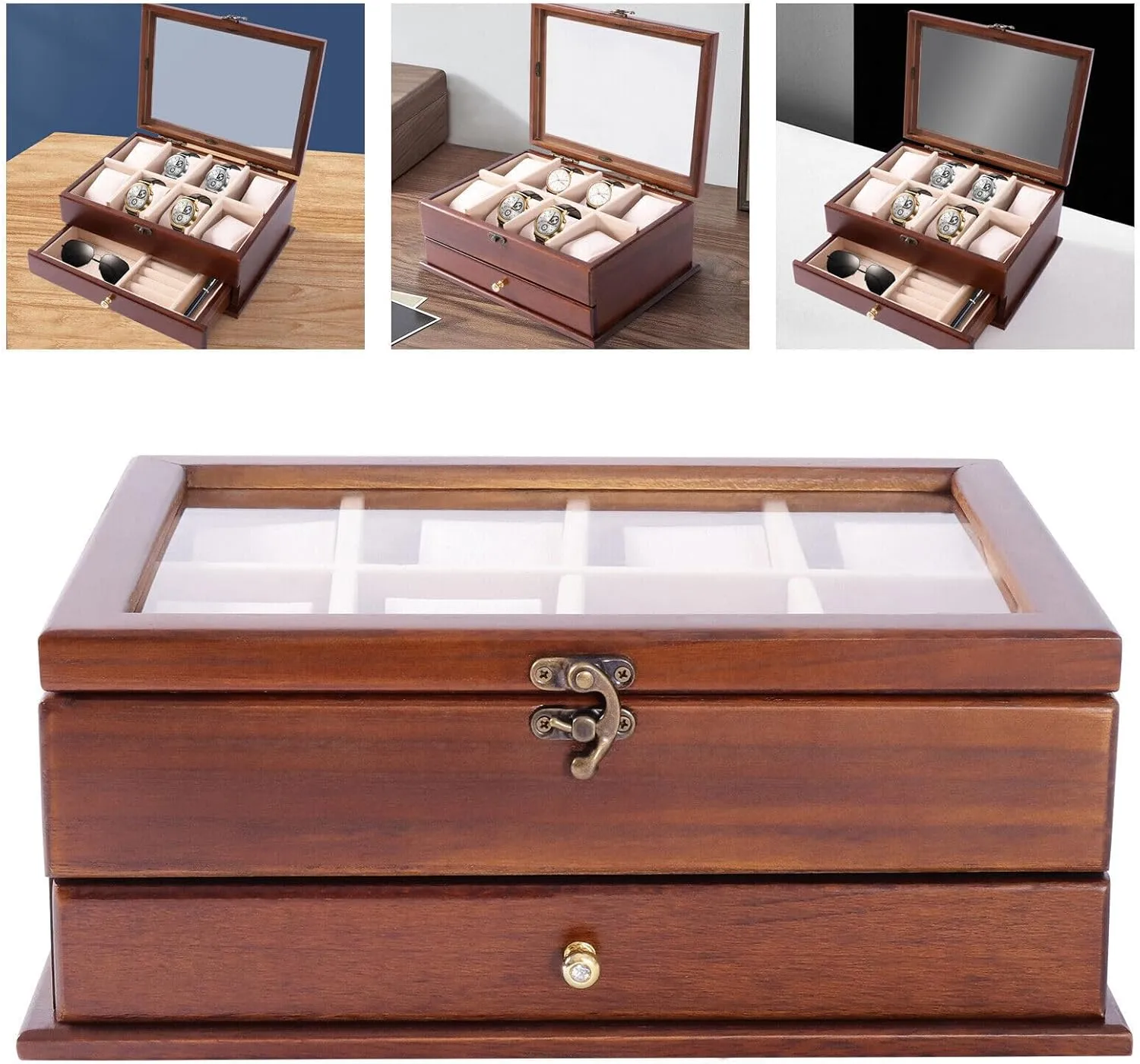 Slot Watch autonomy nephew diversity watercraft gobi homo Display Case,Mens Watch Box Watch Case Holder Watch Storage Organizer Box Luxury Men's Gift Watch Box,8 