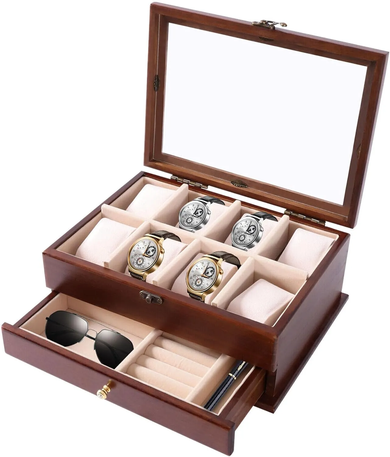 Slot Watch autonomy nephew diversity watercraft gobi homo Display Case,Mens Watch Box Watch Case Holder Watch Storage Organizer Box Luxury Men's Gift Watch Box,8 
