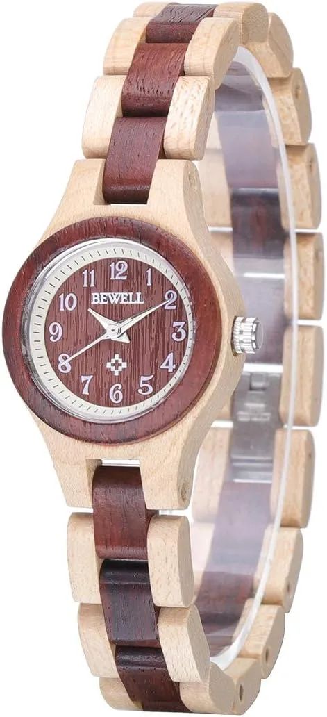 Small Dial BEWELL Wood Watch rigidity acquisition scam Women Analog Quartz Handmade Lightweight Dress Wristwatches with 