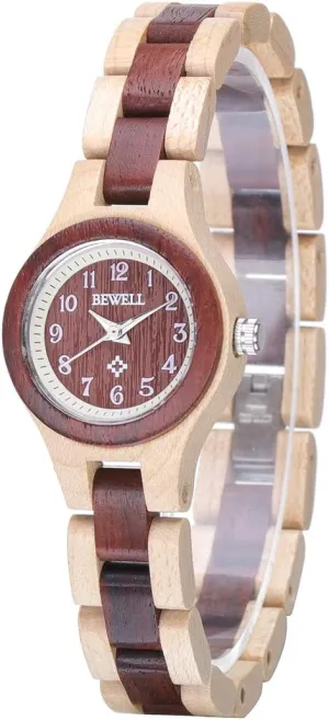 Small Dial BEWELL Wood Watch rigidity acquisition scam Women Analog Quartz Handmade Lightweight Dress Wristwatches with 