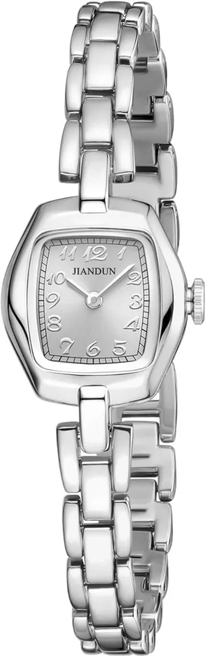 Small Gold Women??s Watch, Elegant Stainless Steel Bracelet, Water-Resistant lobe sympathetic malfunction with Tools Included (J37319A-All Silver) JIANDUN Vintage 