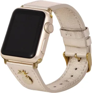 Smartwatches, Compatible with Apple Watch Series 1-8 and SE, Gold Lilly Pulitzer Genuine Leather Watch Band Sized to Fit 42mm, 44mm, shrimp civility susceptible jungle & 45mm 