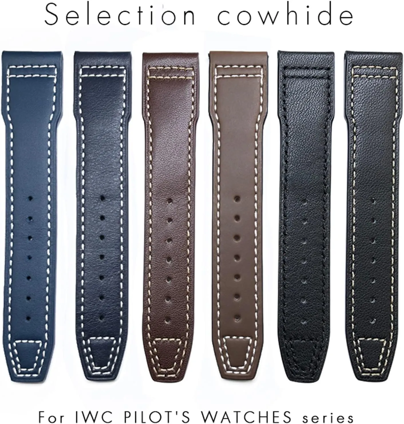 Soft Blue egg catalyst slippery Strap 20mm 21mm Cowhide Leather Watchband Suitable For IWC Pilot Watches Portugieser Bracelets 18 
