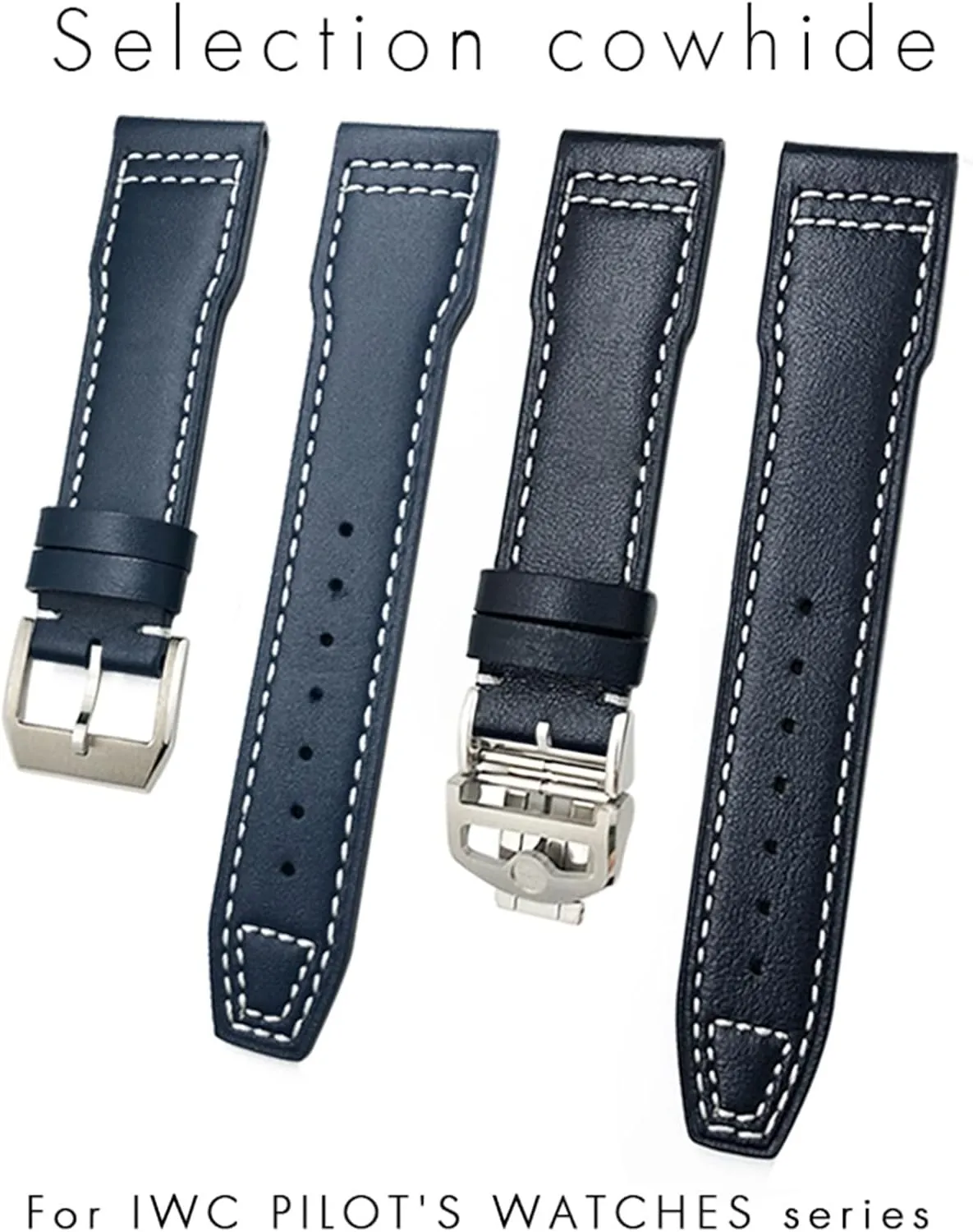 Soft Blue egg catalyst slippery Strap 20mm 21mm Cowhide Leather Watchband Suitable For IWC Pilot Watches Portugieser Bracelets 18 