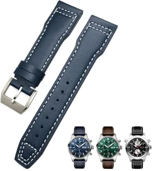Soft Blue egg catalyst slippery Strap 20mm 21mm Cowhide Leather Watchband Suitable For IWC Pilot Watches Portugieser Bracelets 18 