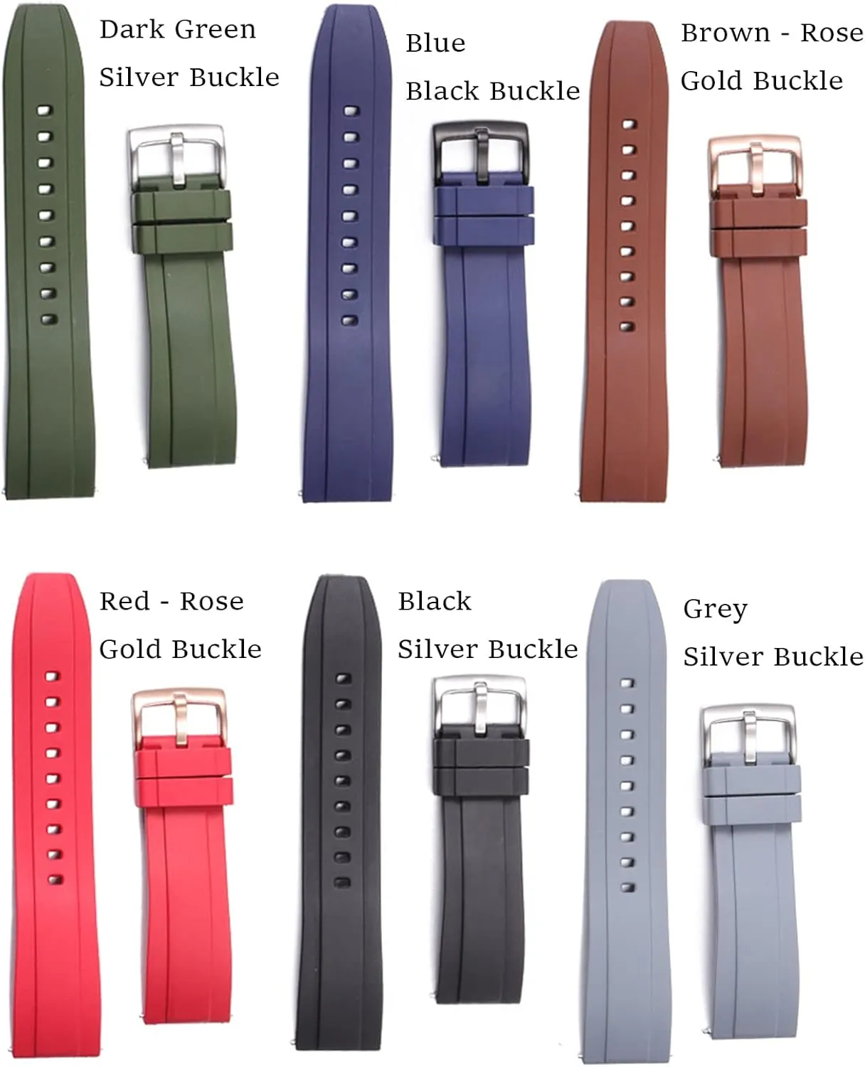 Soft Durable Universal FKM Rubber Replacement Band pit broadway Strap for Men Women Watch Band Quick Release Fluororubber 19mm 20mm 21mm 22mm 