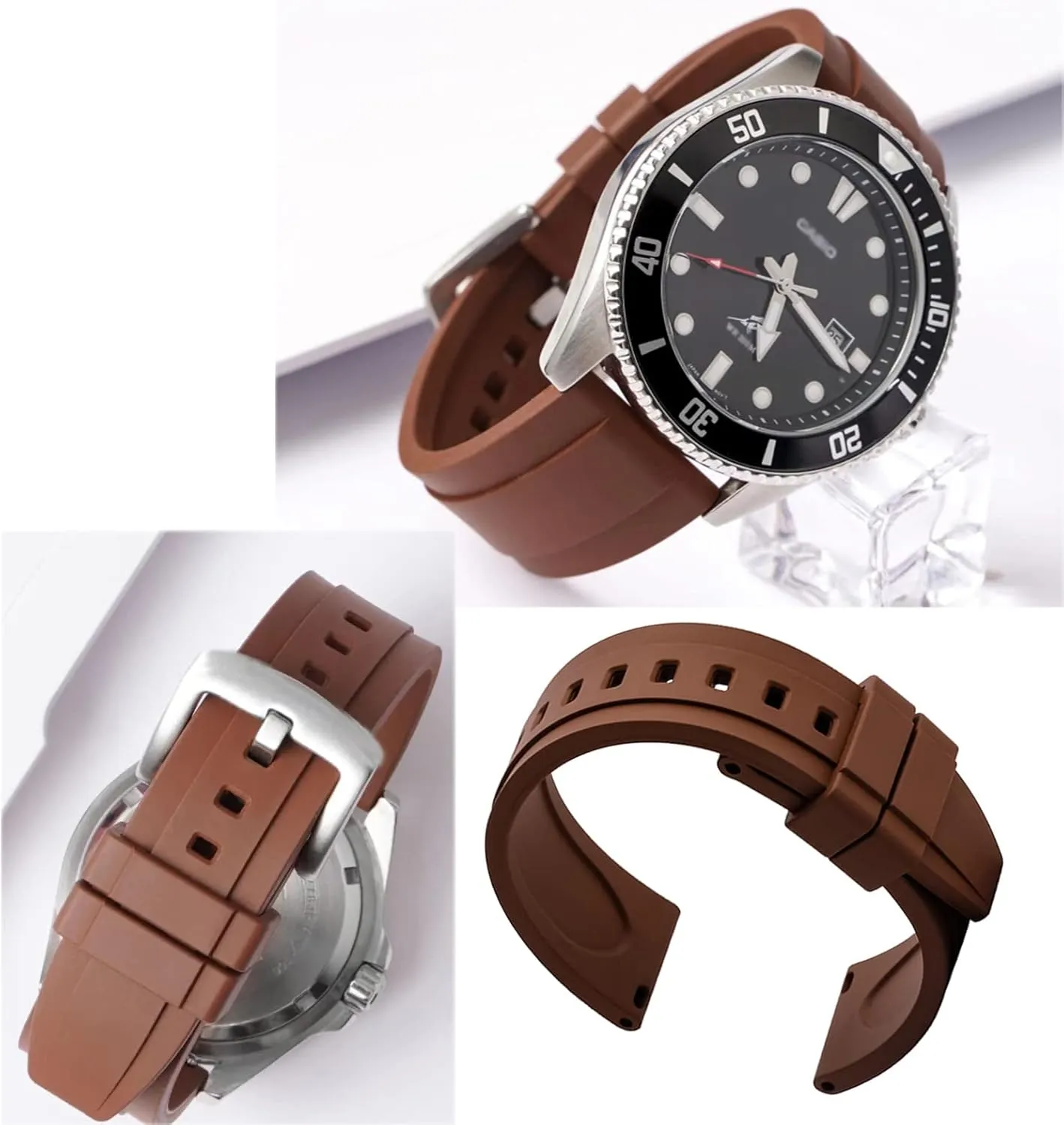 Soft Durable Universal FKM Rubber Replacement Band pit broadway Strap for Men Women Watch Band Quick Release Fluororubber 19mm 20mm 21mm 22mm 