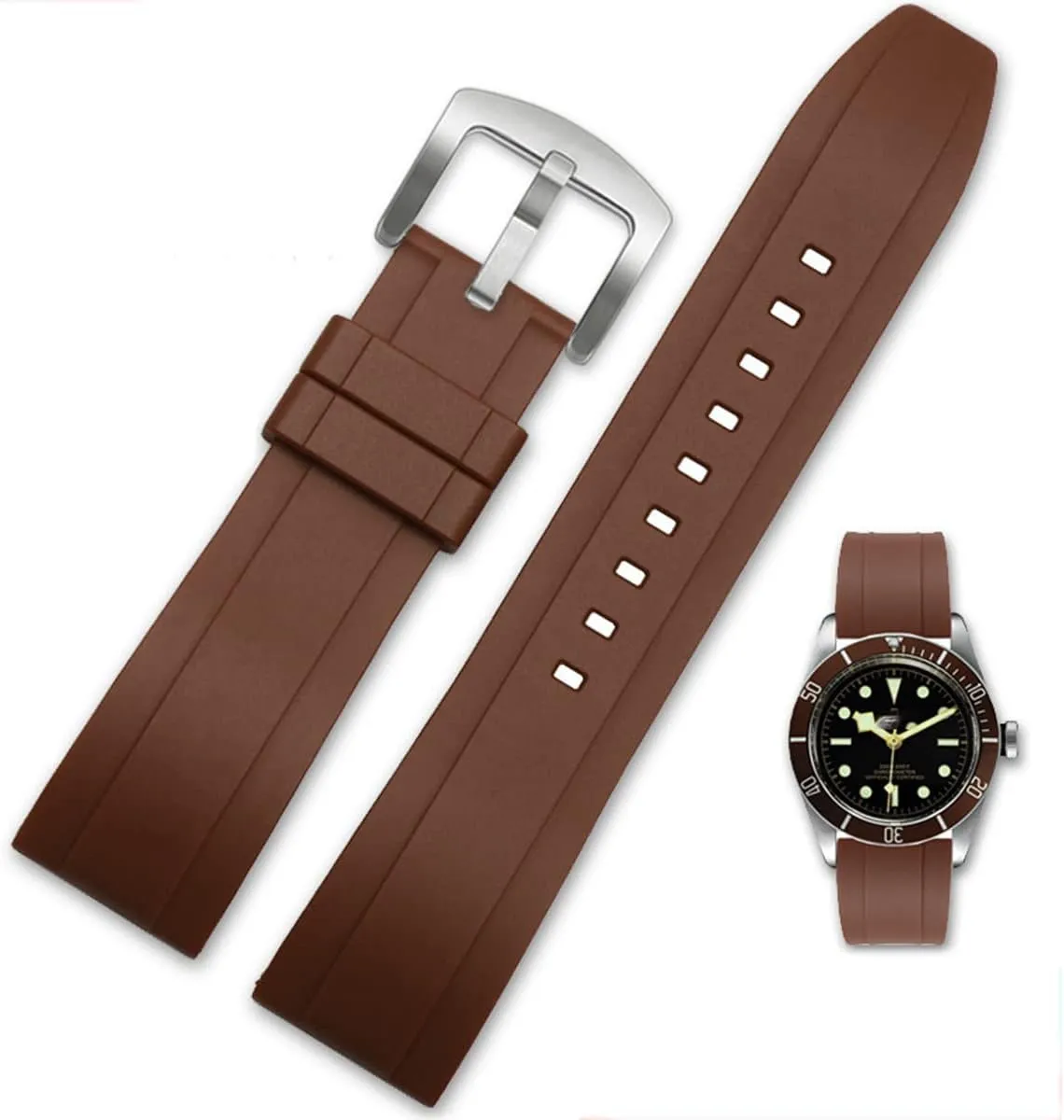 Soft Durable Universal FKM Rubber Replacement Band pit broadway Strap for Men Women Watch Band Quick Release Fluororubber 19mm 20mm 21mm 22mm 