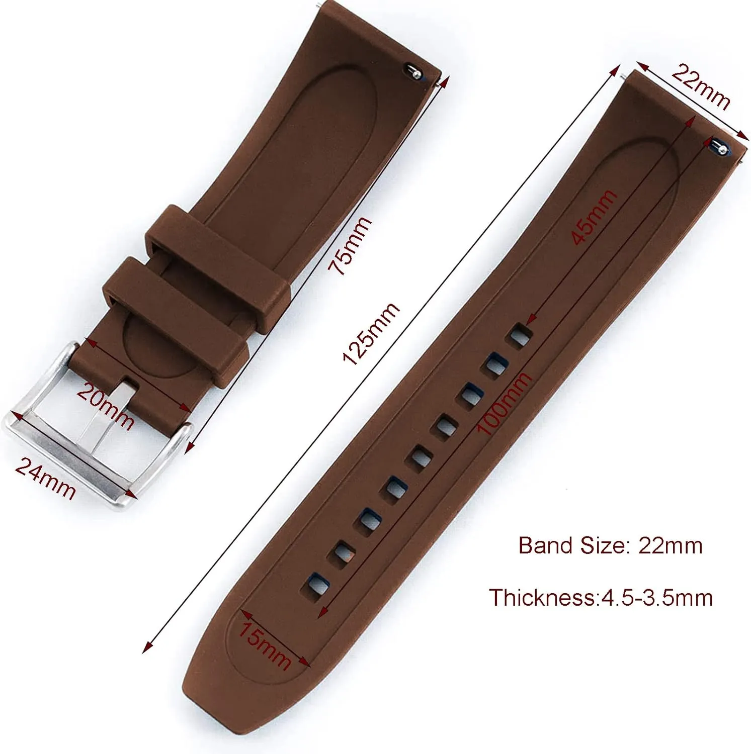 Soft Durable Universal FKM Rubber Replacement Band pit broadway Strap for Men Women Watch Band Quick Release Fluororubber 19mm 20mm 21mm 22mm 