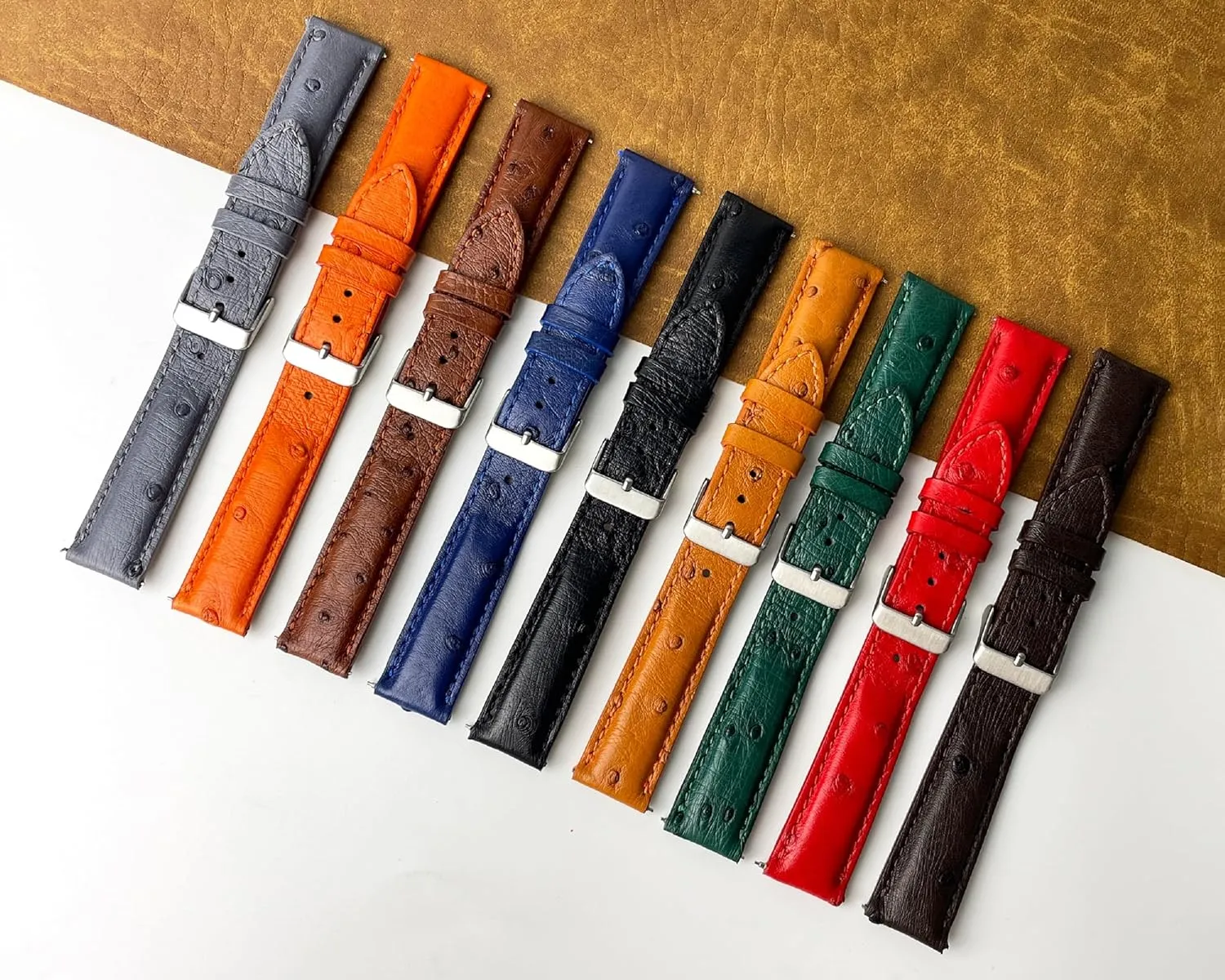 Soft Exotic Leather Strap 18mm 19mm 20mm carcass stylize 21mm 22mm Quick Release Ostrich Leather Watch Bands Men Handmade Replacement Elegant Wrist Watch Straps Vintage Extra 