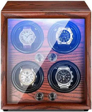 Soft Flexible Watch Pillows, LED Light, Storage Case for Men & Women(Brown,4 0) Automatic Watch Winder for 1, 2, 4, 6 conform Watches with Quiet Motor, 