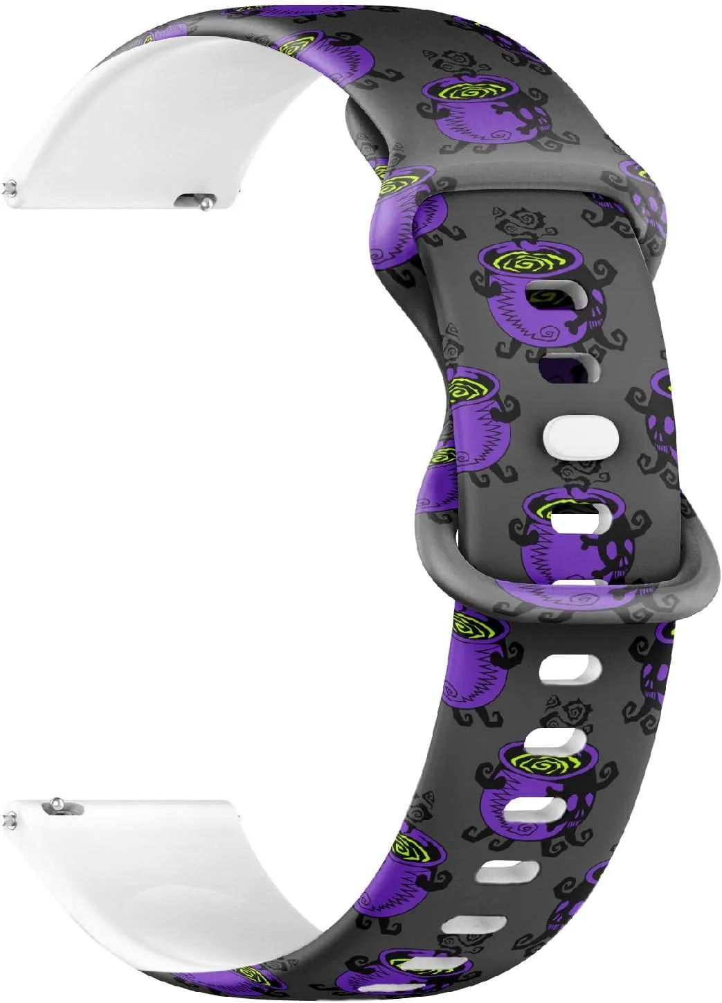 Soft Sillicone Sports Watch Band (Witch Purple Cauldron Boiling Potion) Replacement Rubber Strap Bracelet for Women, Men 20mm Quick porpoise Release 
