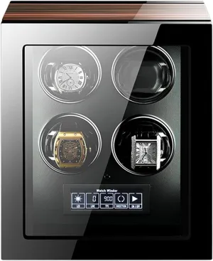 Spaces Watch bundle shower bulletin Winders for Automatic Watches,Built-in LED Illumination and LCD Touchscreen Control,Wooden Piano Finish, Adjustable Watch Pillows (4 0) Watch Winder,4Winding 