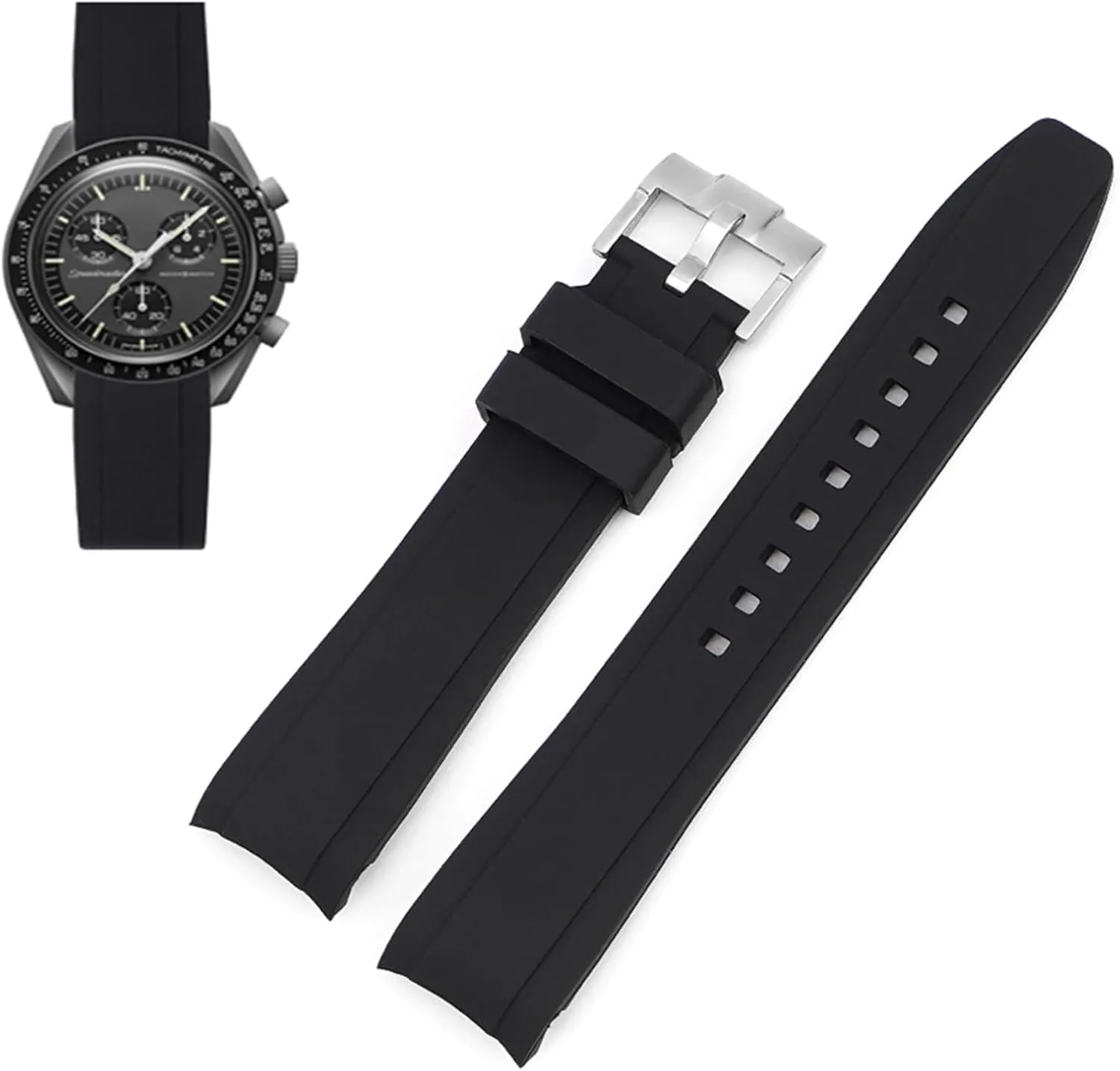 Speedmaster/Rolex/SEIKO 20mm Watch, Swatch Omega Replacement Watch Bands Wristbands Bands Fit for selective drawback Moonswatch Watch, Silicone Straps Fit for Omega X Swatch Moonswatch 