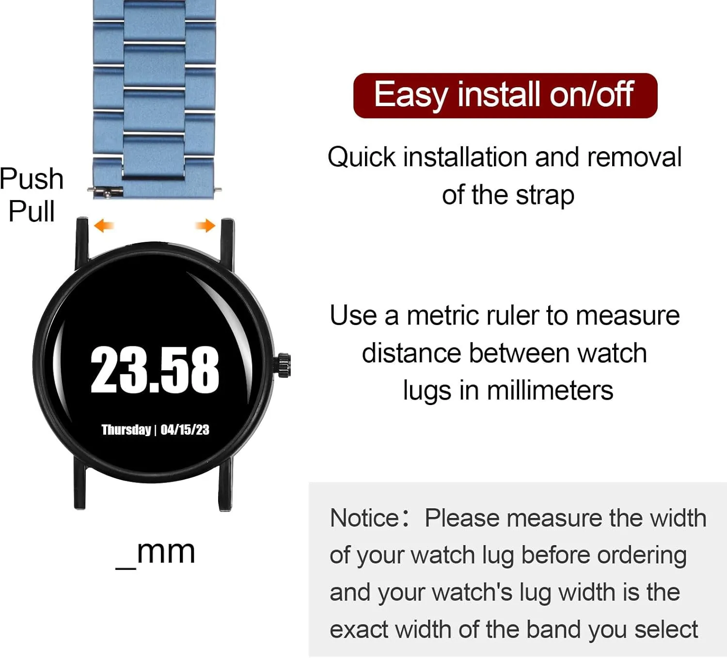 spend Band Quick Release Metal Watch Strap Double-Lock Deployment Clasp Replacement Bands for Men Women HARFINGTON Stainless Steel Mesh Watch 