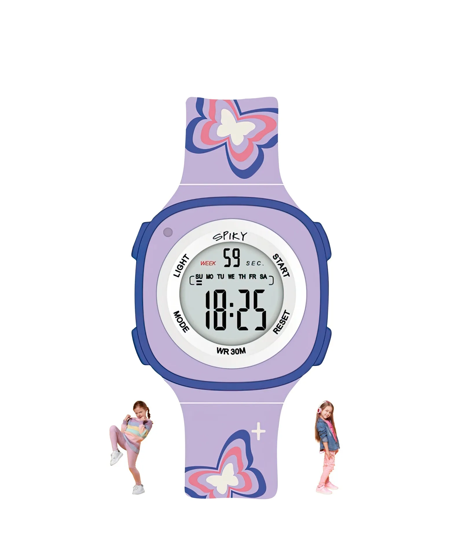 Spiky Eva15 Square Digital Watch for Kids - Pink