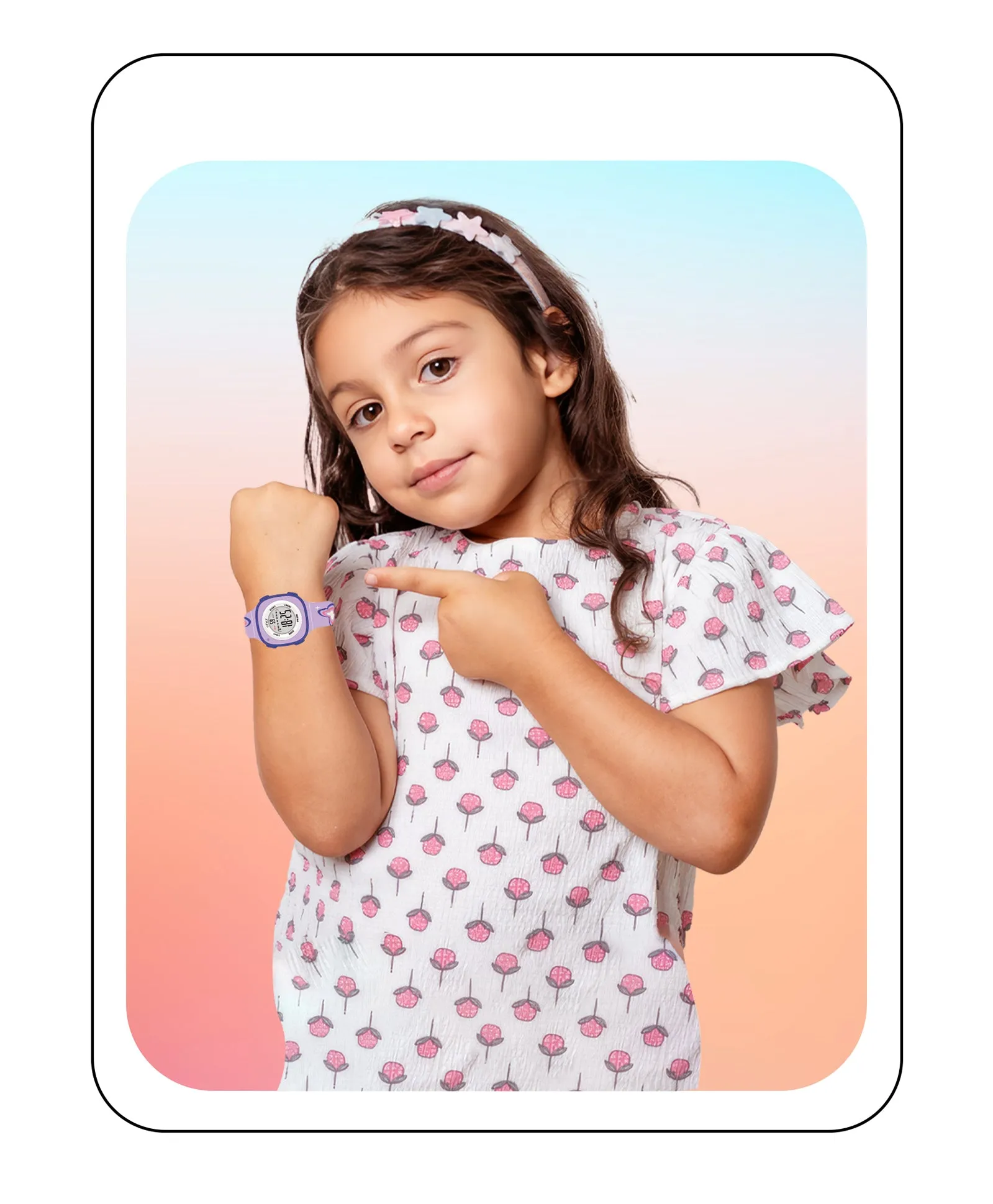 Spiky Eva15 Square Digital Watch for Kids - Pink