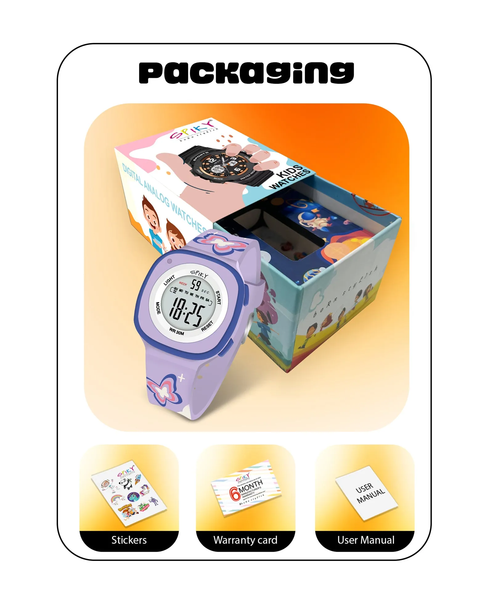 Spiky Eva15 Square Digital Watch for Kids - Pink