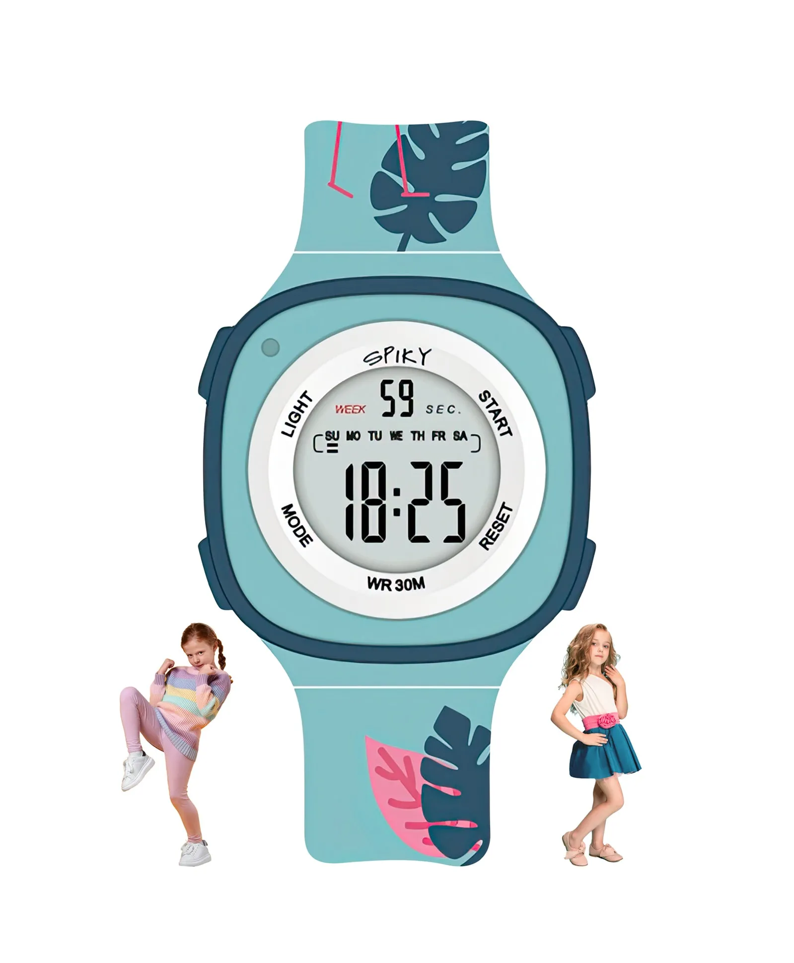 Spiky Eva15 Square Digital Watch for Kids - Pink