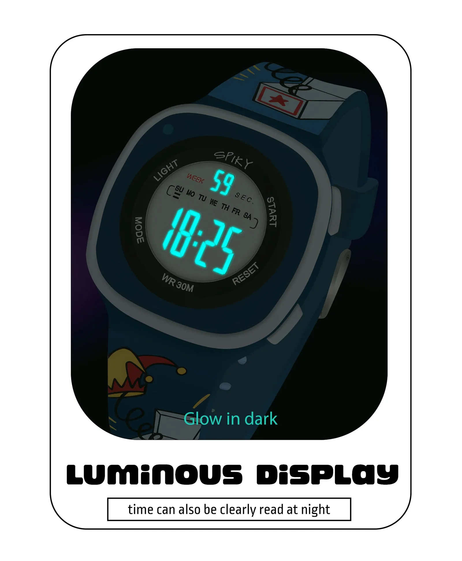 Spiky Eva15 Square Digital Watch for Kids - Pink