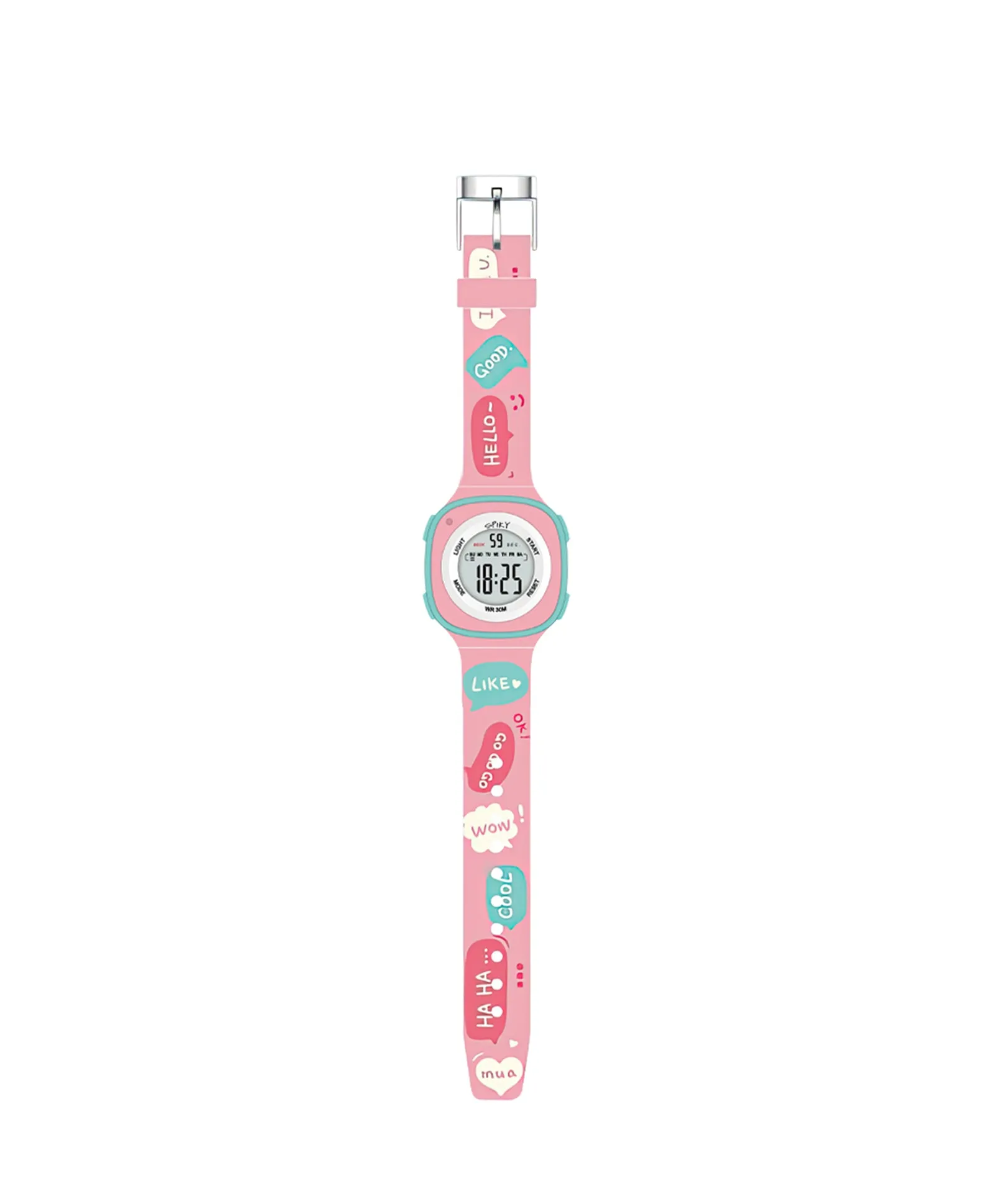 Spiky Eva15 Square Digital Watch for Kids - Pink