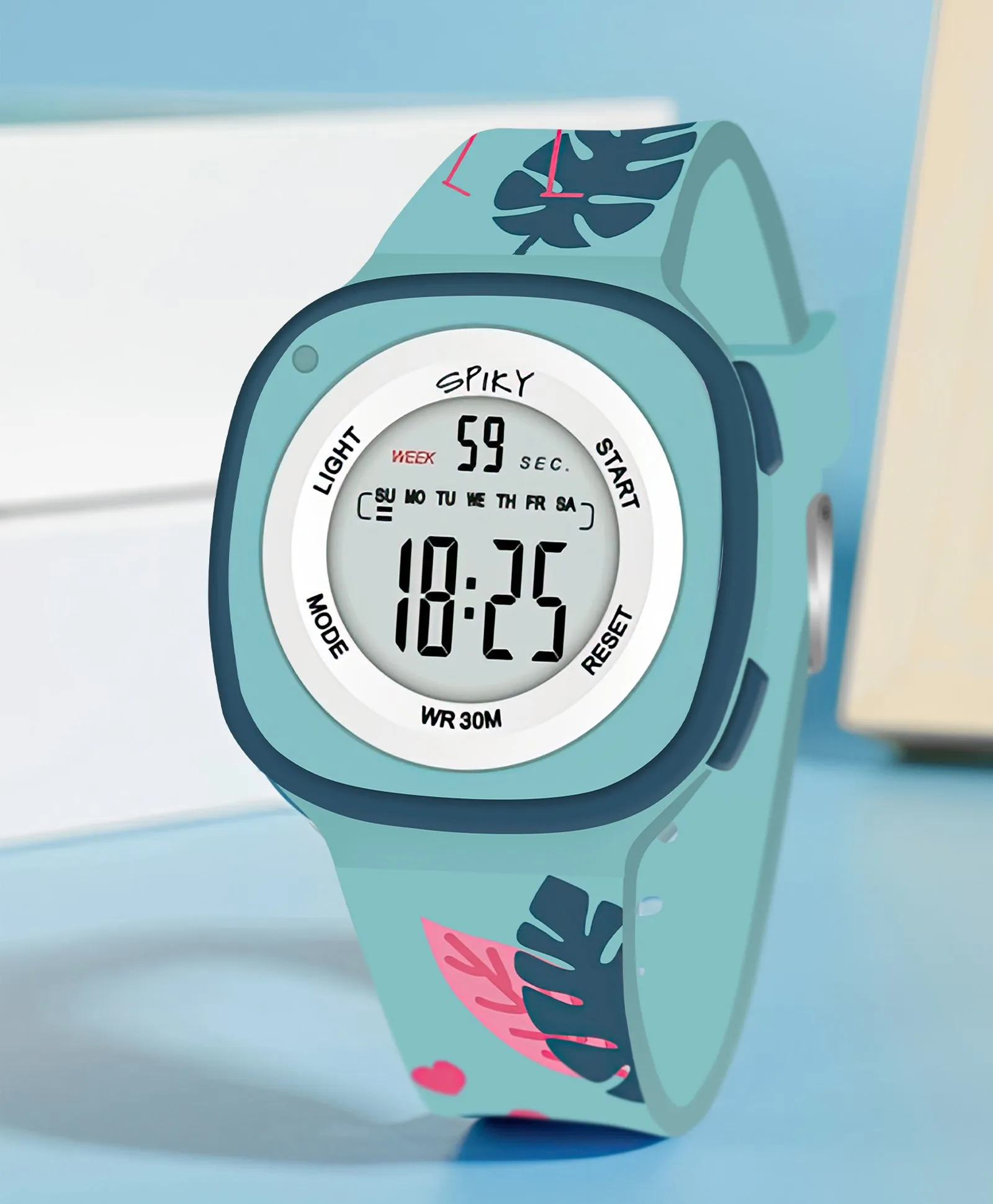 Spiky Eva15 Square Digital Watch for Kids - Pink