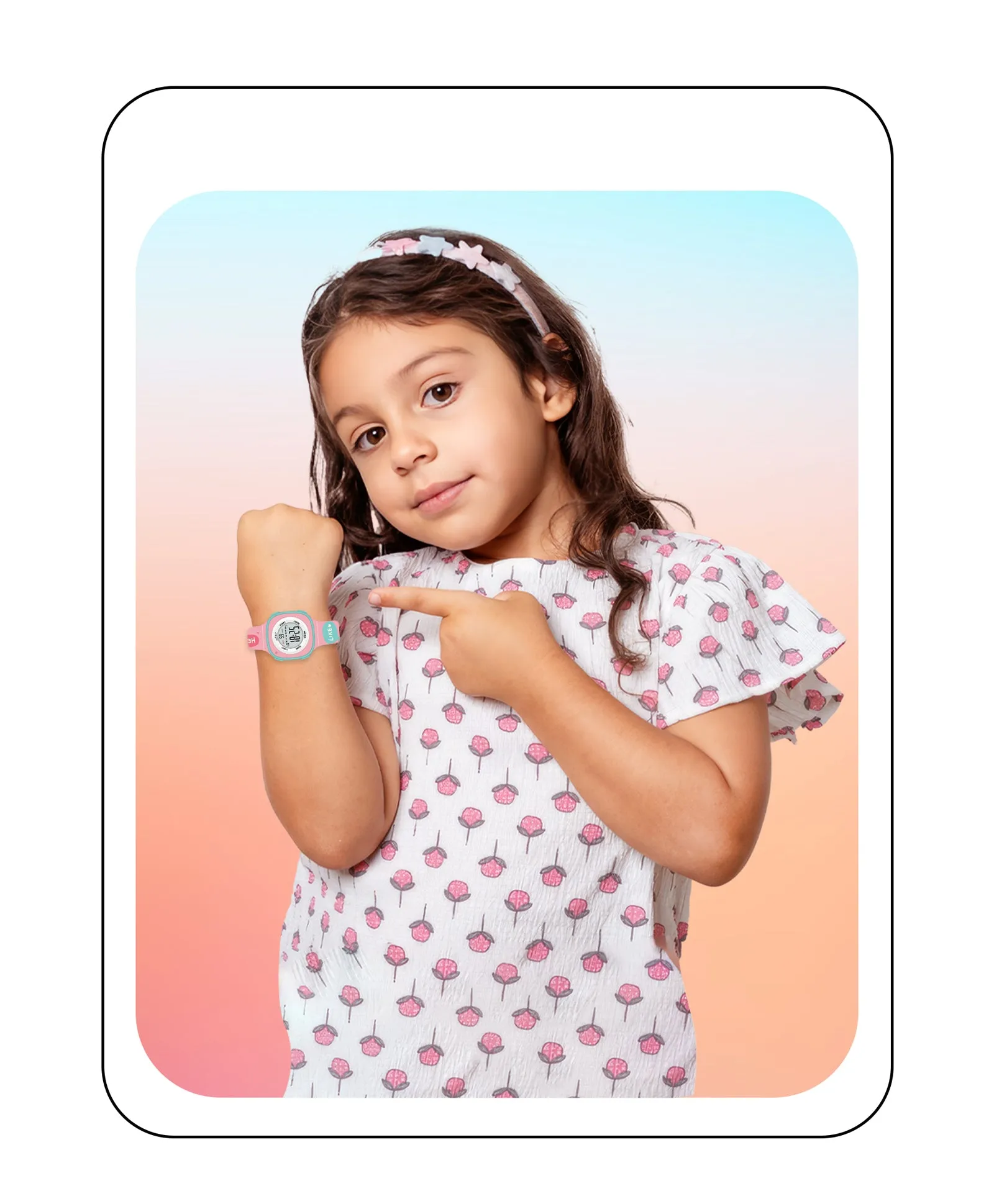 Spiky Eva15 Square Digital Watch for Kids - Pink