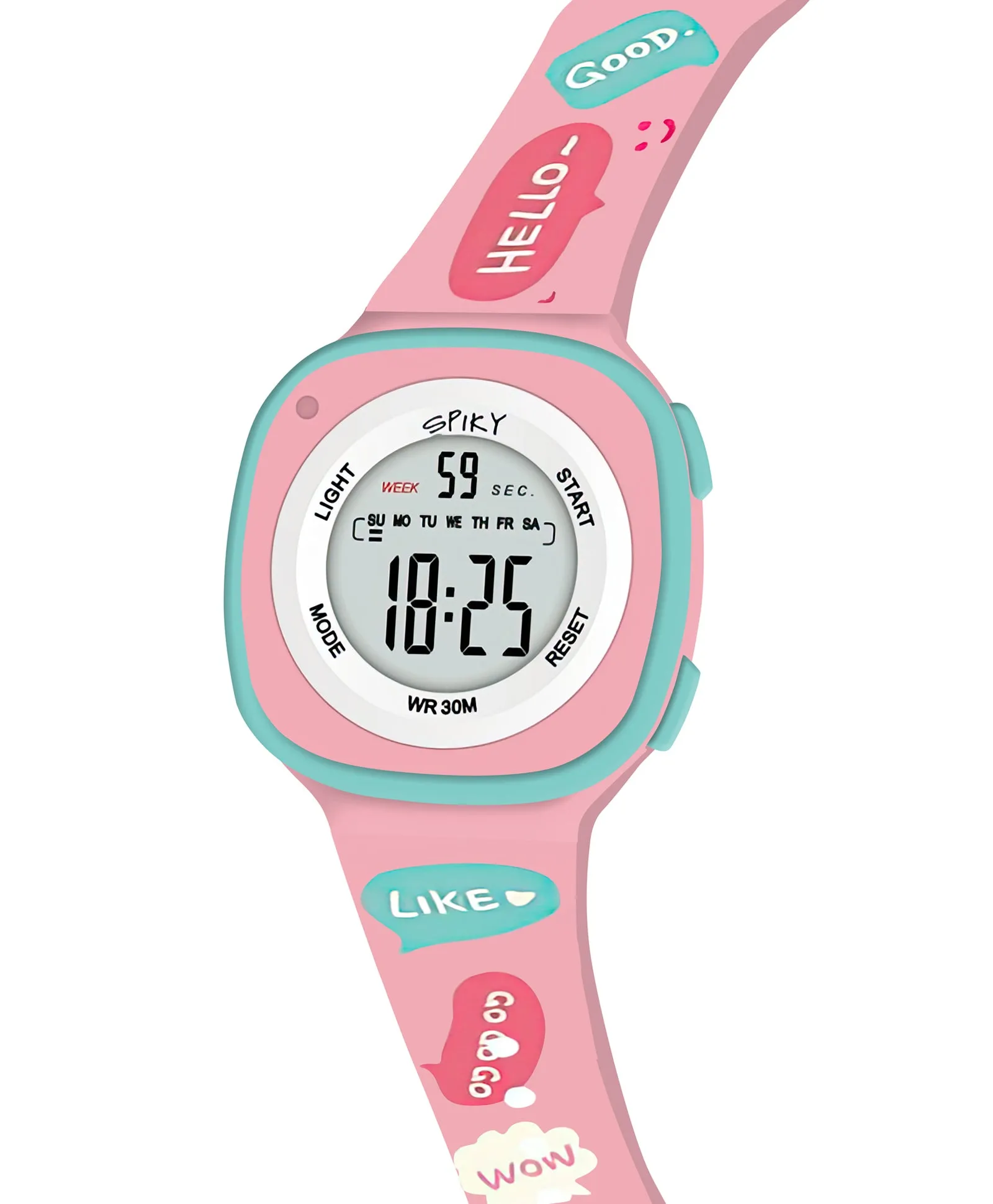 Spiky Eva15 Square Digital Watch for Kids - Pink